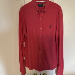 Polo by Ralph Lauren Red Casual Button Down Shirt- featherweight mesh
